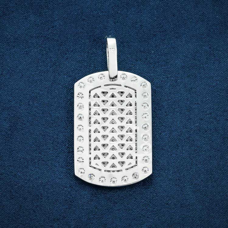 Moissanite Dog Tag Pendant 14K White Gold