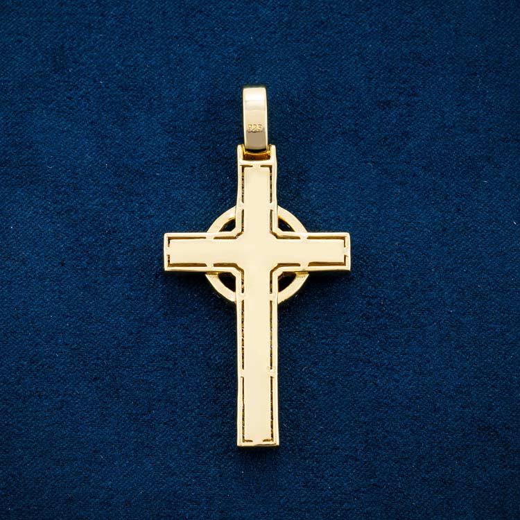 Moissanite Celtic Cross Pendant 14K Yellow Gold