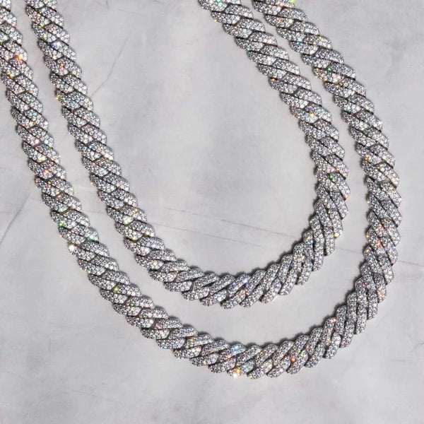 14mm Moissanite Prong Cuban Chain