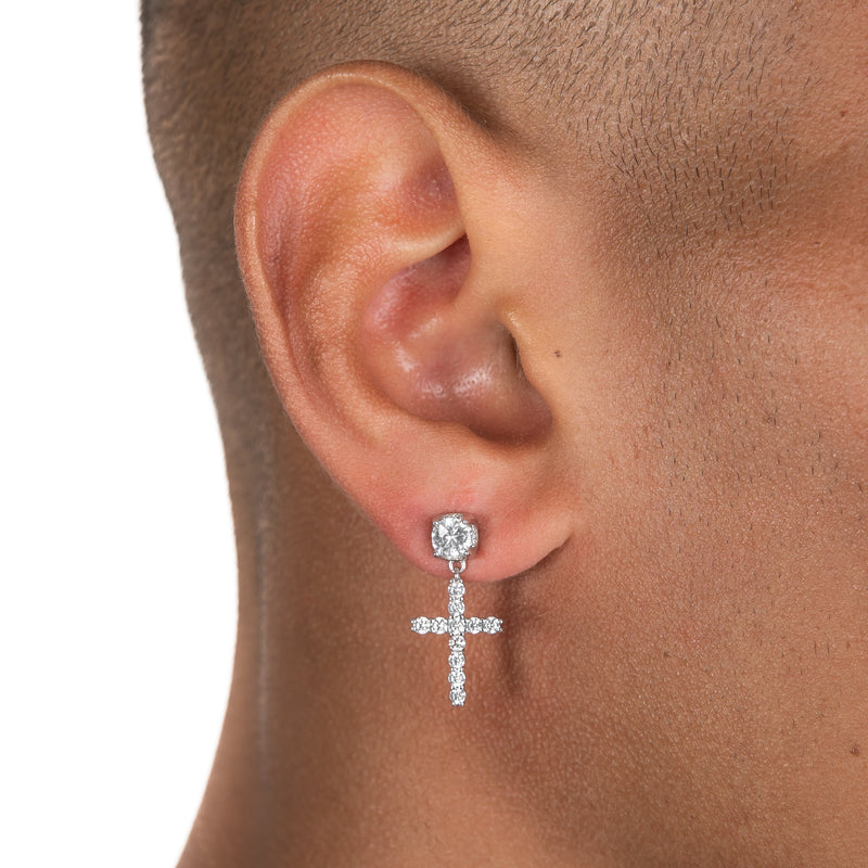 Moissanite  Studded Cross Earrings