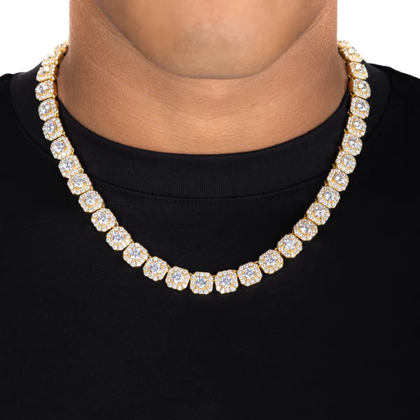 14mm Moissanite Clustered Tennis Chain