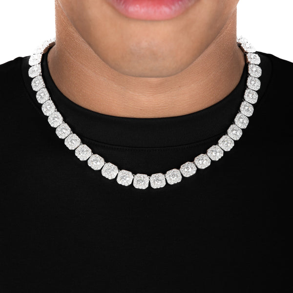 14mm Moissanite Clustered Tennis Chain