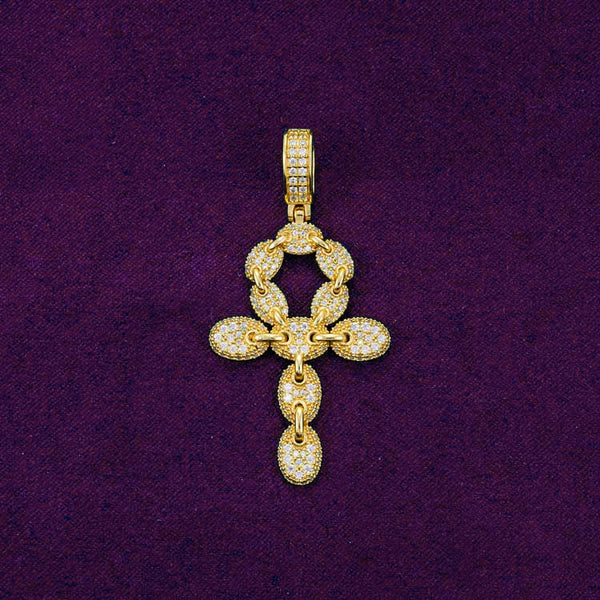 Moissanite Ankh Pendant 14K Yellow Gold