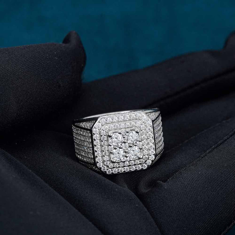 VVS Moissanite Square Paved Ring