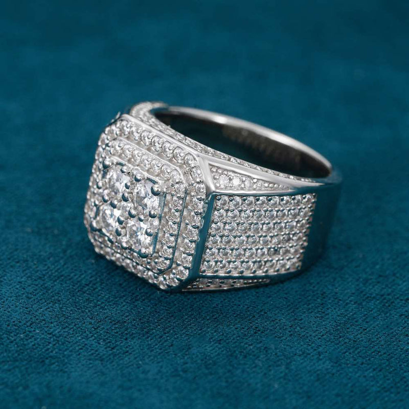 VVS Moissanite Square Paved Ring